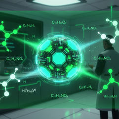 Inteligência artificial projetando moléculas de medicamentos em laboratório digital