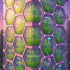 Fachada com microalgas produzindo energia em edifício sustentável de bioarquitetura