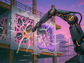 Construção civil entra em uma nova era: concreto poroso impresso em 3D e espumas biossintéticas já estão sendo usados para criar estruturas mais leves, rápidas e sustentáveis.