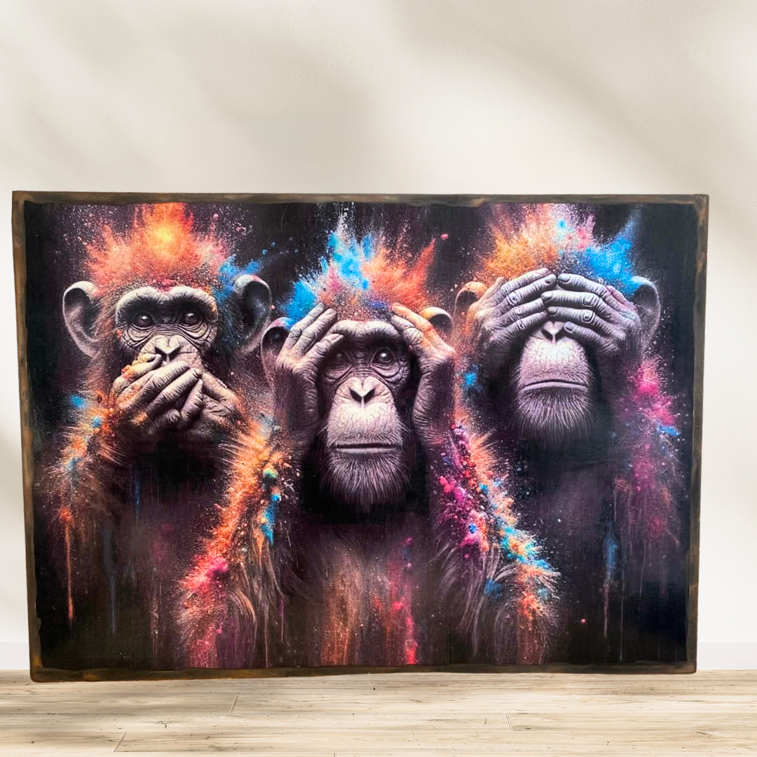 Tableau les singes de la sagesse