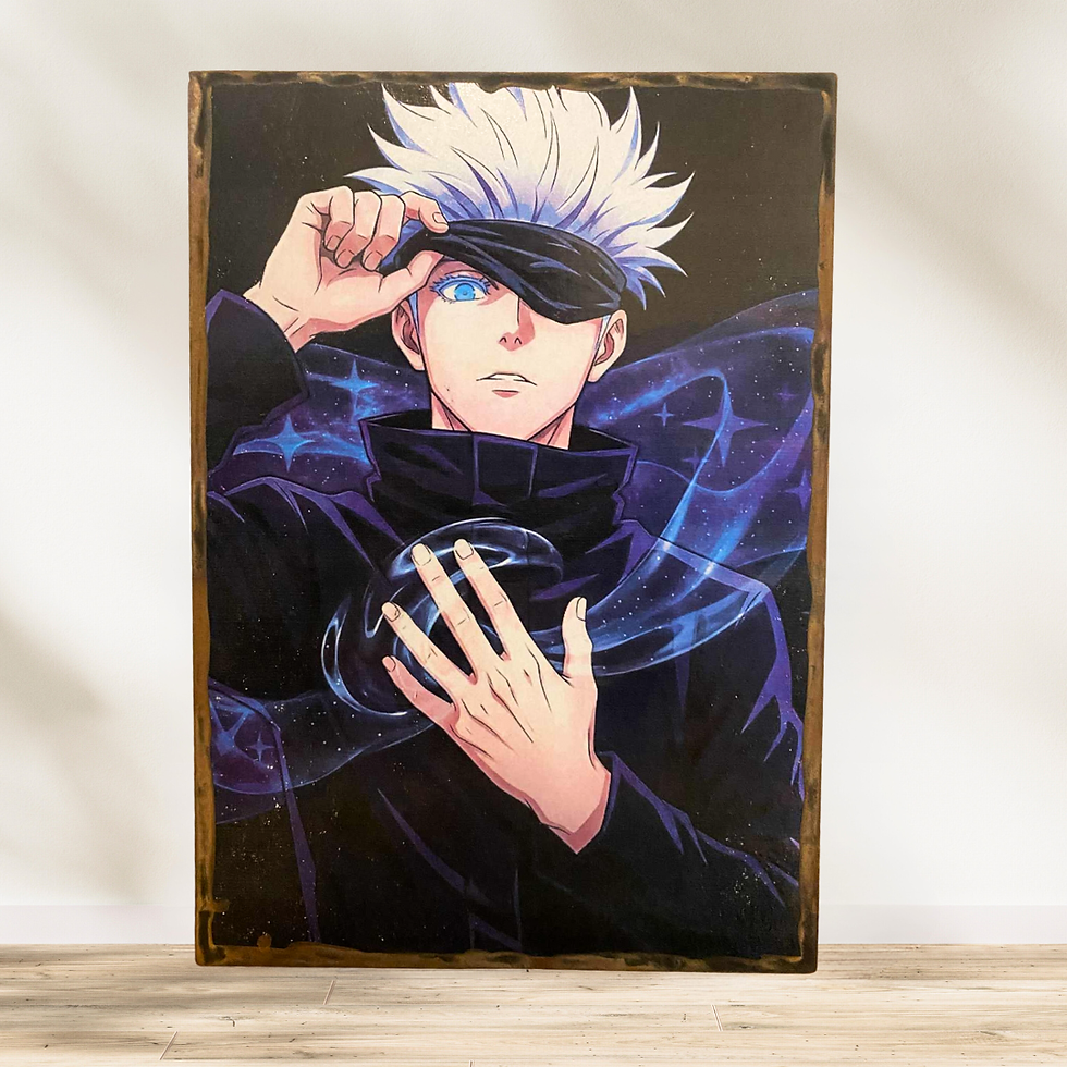 Tableau Jujutsu Kaisen -  Gojo   Attention… Gojo a enlevé son bandeau  Et clairement, le niveau de badass vient de passer en