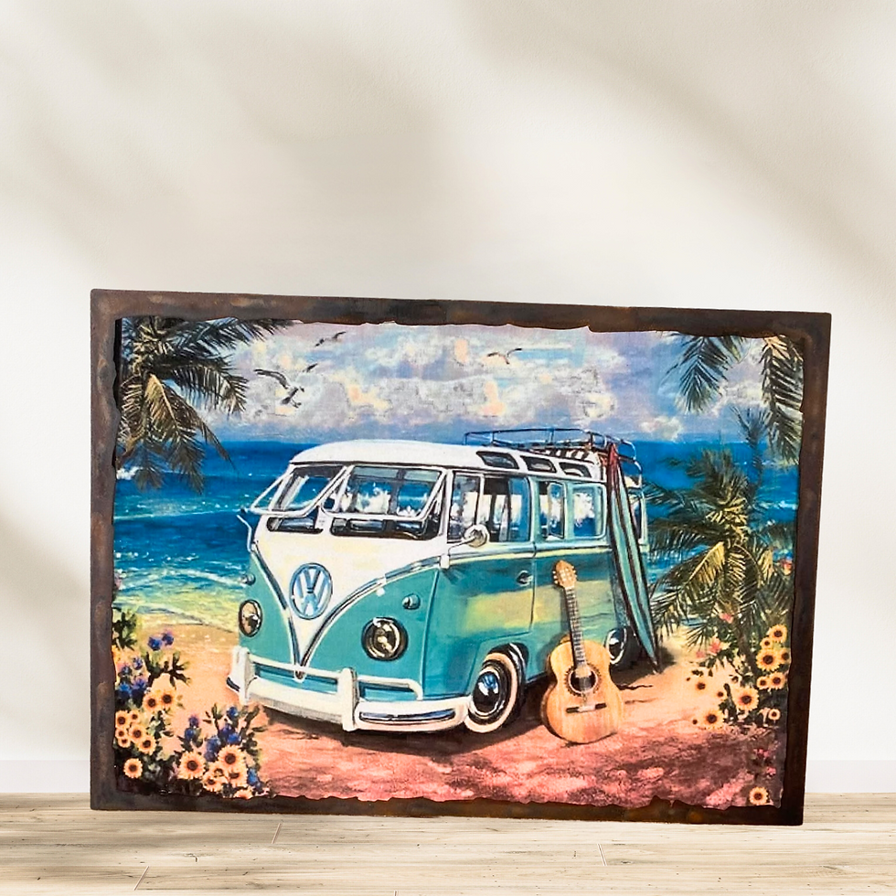 Tableau Volkswagen van Combi ☀️🌊 Évasion instantanée 🌊☀️ Fermez les yeux… Vous entendez le bruit des vagues, sentez l’ode