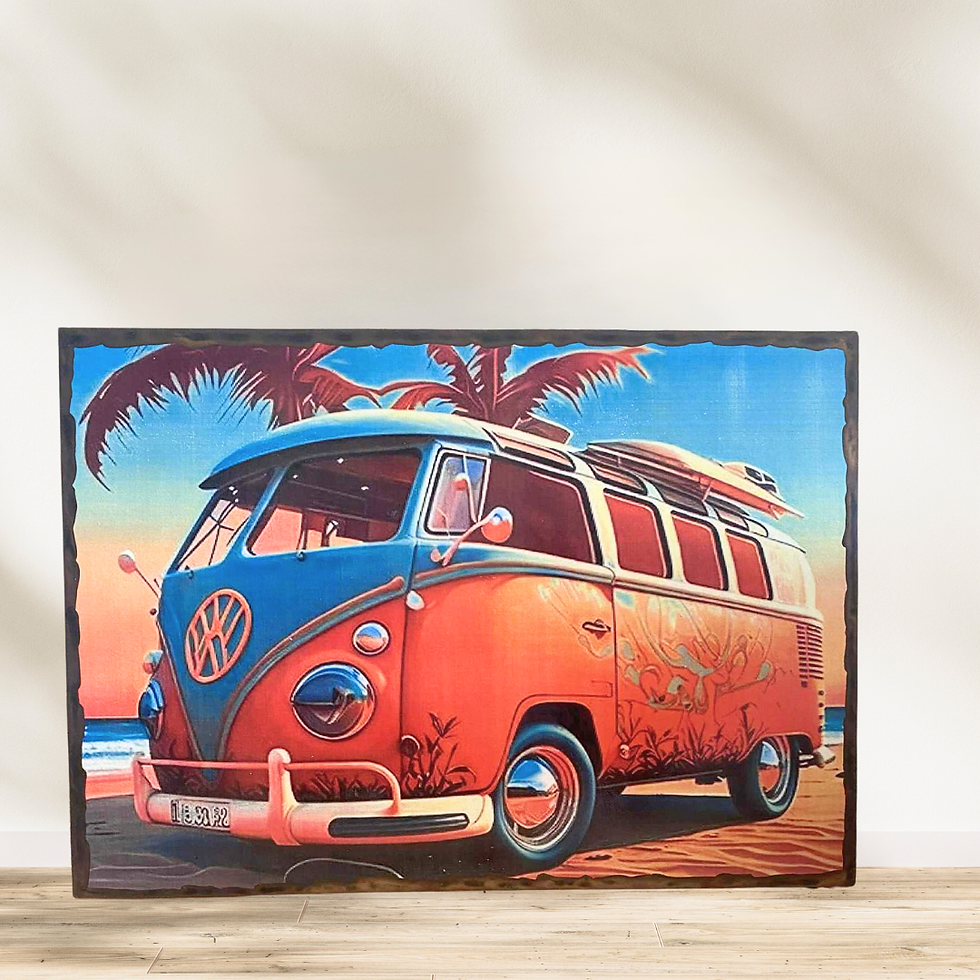 Tableau Volkswagen van Combi 🌴🚐 Ambiance surf, sable chaud et liberté ! Voici un tableau qui sent bon les vacances et les