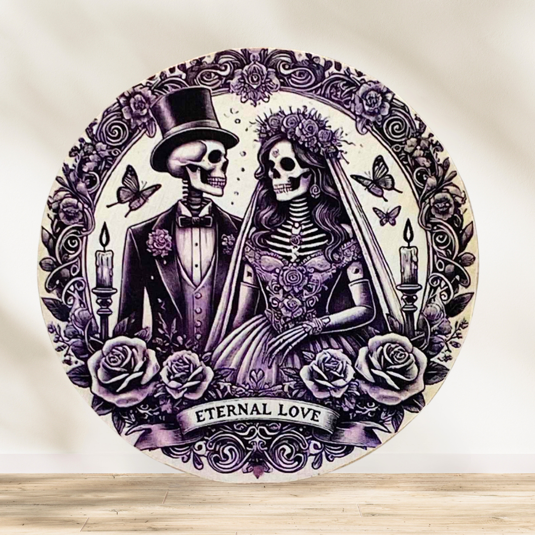 Dessous verre Couple squelette 💀🖤 L’amour… pour l’éternité 🖤💀Avec ce dessous de verre au style gothique, plongez dans u