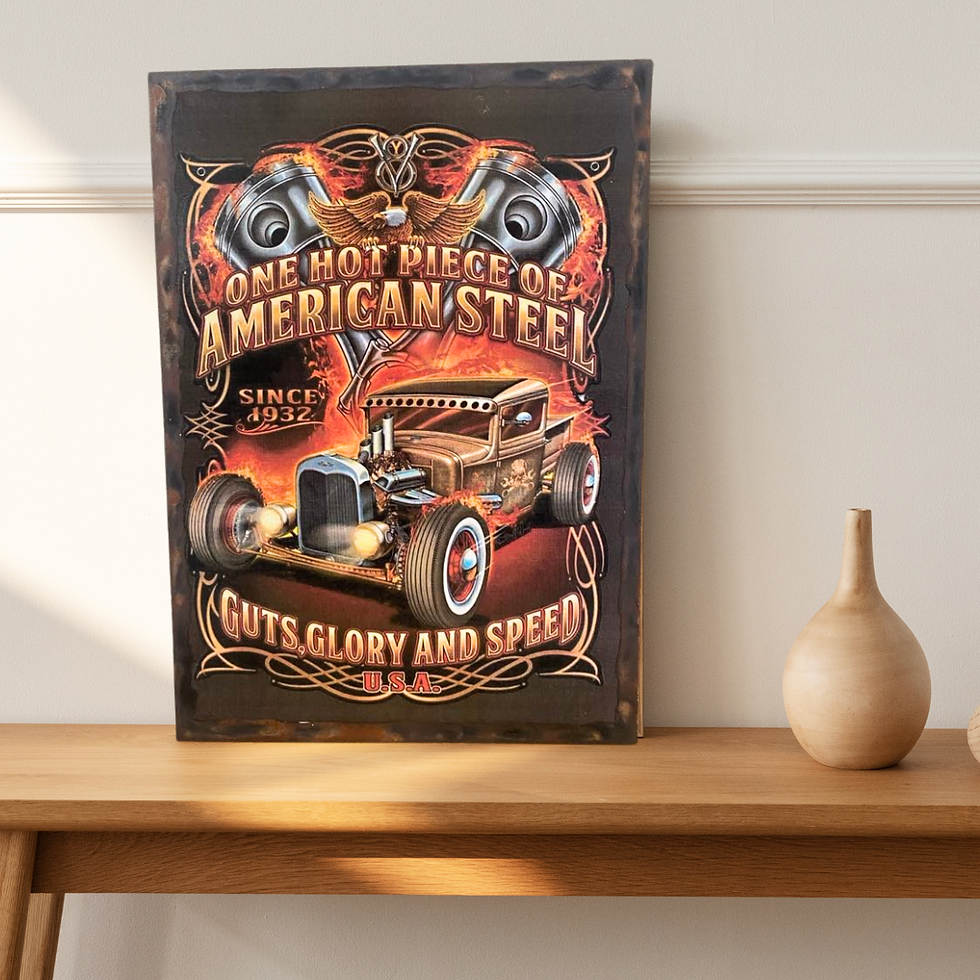 Miniature : Tableau Hot Rod  🔥 Du métal, du feu et de la fierté made in USA ! 🇺🇸 Ce tableau, c’est pas juste une déco. C’est une décla