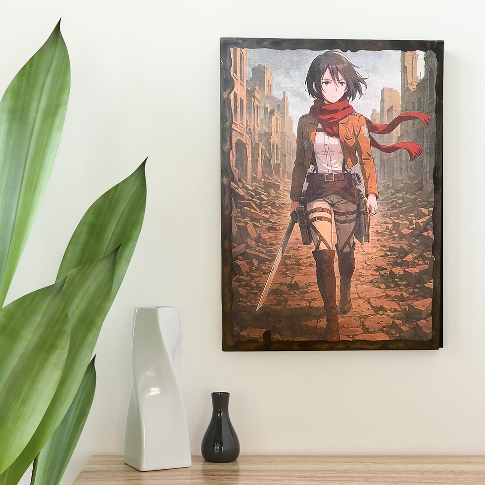 Miniature : Tableau l'attaque des titans - Mikasa Ackerman  🩸 Mikasa Ackerman – la force silencieuse.  ⚔️ Quand tout s’effondre, elle re