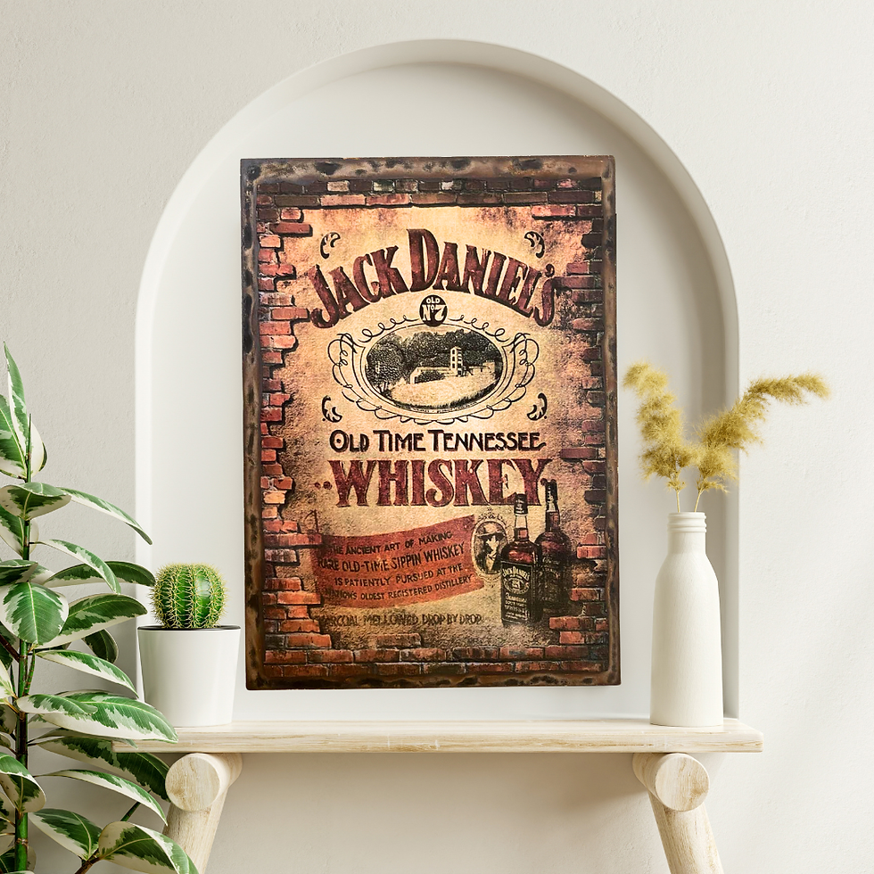 Miniature : Tableau Jack Daniels   Ambiance vintage & caractère bien trempé Ce tableau Jack Daniel’s sent bon le Tennessee, les murs en b