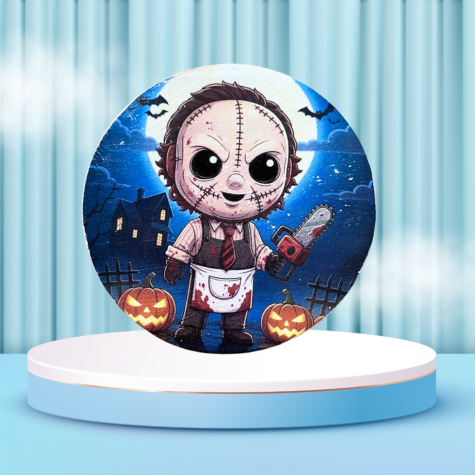 Miniature : Dessous verre Massacre à la tronçonneuse  🃏💀 Collection Halloween 💀🃏🎃👻  Plongez dans l’ambiance terrifiante du classiqu