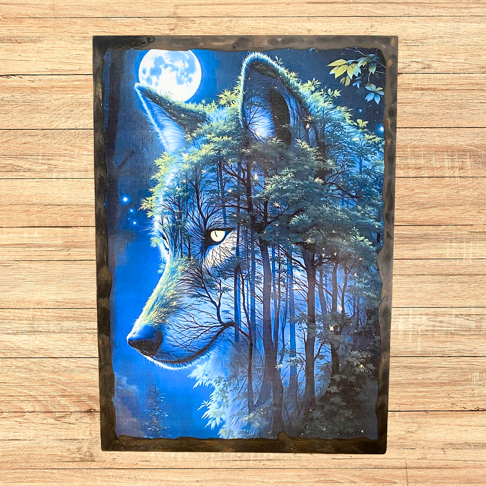 Miniature : Tableau Loup  🌕🐺 Sous la lumière de la lune, l’esprit du loup s’éveille... 🐺🌕 Entre ombre et mystère, ce tableau capture