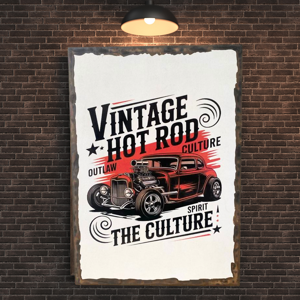 Miniature : Tableau Vintage Hot Rod  💥🚗 VROOM VROOM, ça sent l’essence et l’adrénaline ! Ce tableau rend hommage à l’esprit Hot Rod : p
