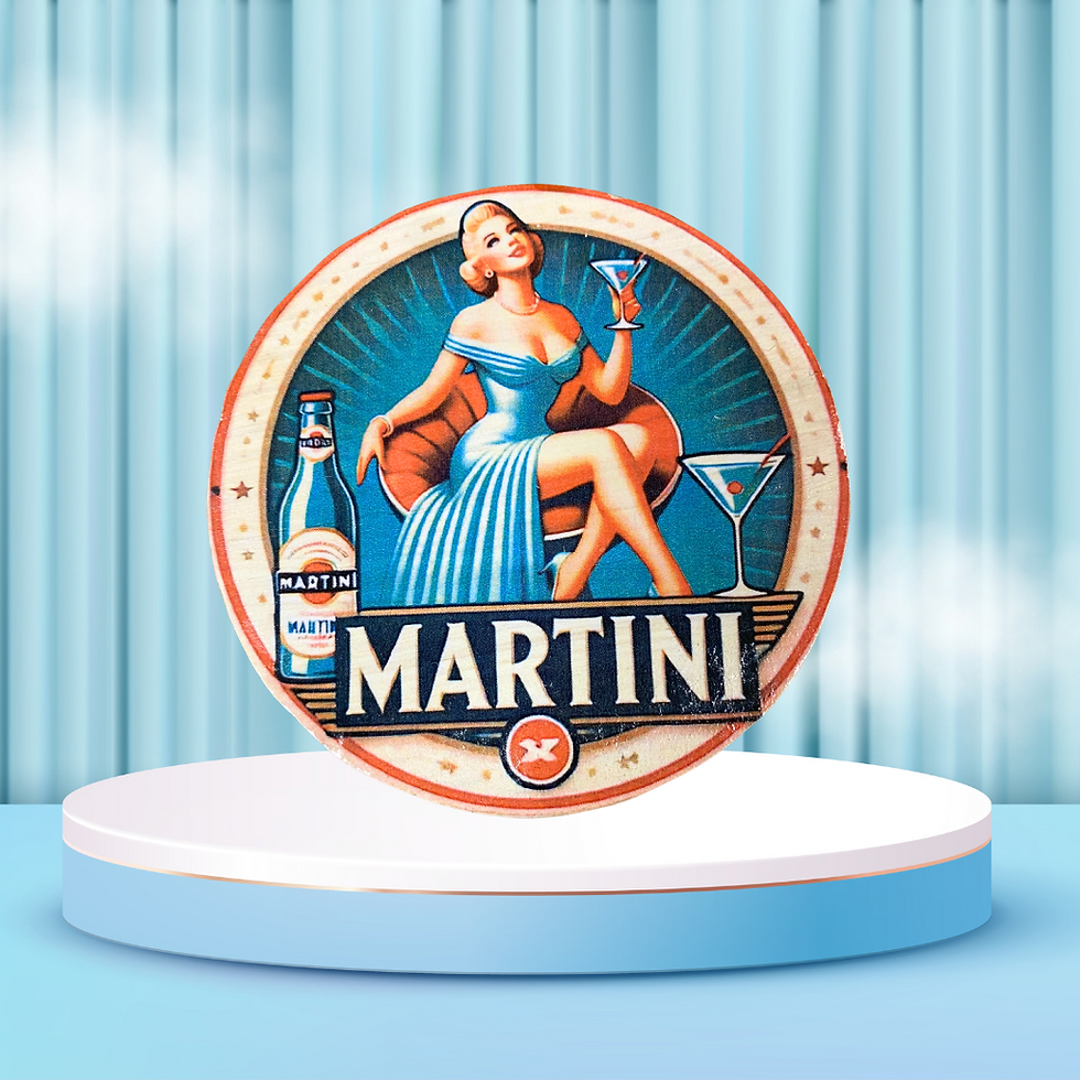 Miniature : Dessous verre Martini  L’élégance rétro s’invite à votre table ! 🍸✨  Craquez pour ce dessous de verre au design vintage insp