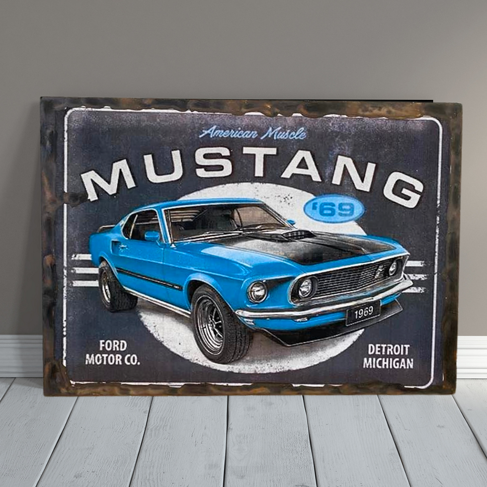 Miniature : Tableau Mustang  Avis aux passionnés de belles mécaniques et de déco vintage ! Voici notre tout nouveau tableau inspiré d'une