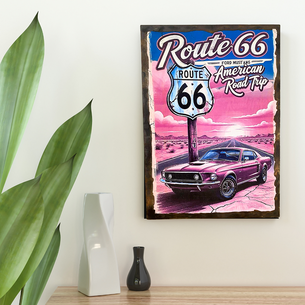 Miniature : Tableau Route 66 et Mustang  🌵☀️ Le mythe de la liberté sur quatre roues prend vie dans ce tableau ! Direction la légendaire