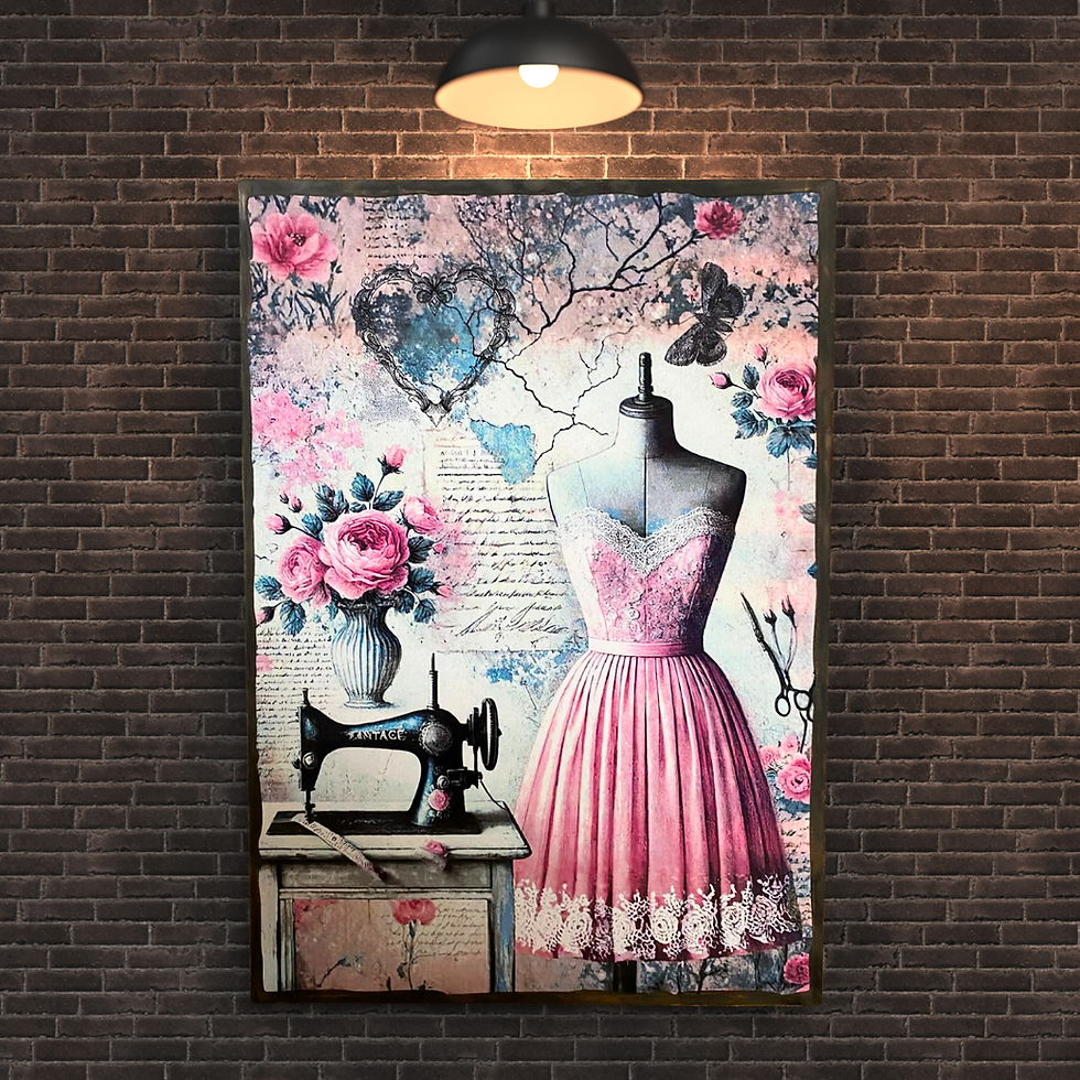 Miniature : Tableau buste vintage  🌸✨ Esprit couture & charme vintage ✨🌸  Plongez dans un univers délicat où la mode d’antan rencontre