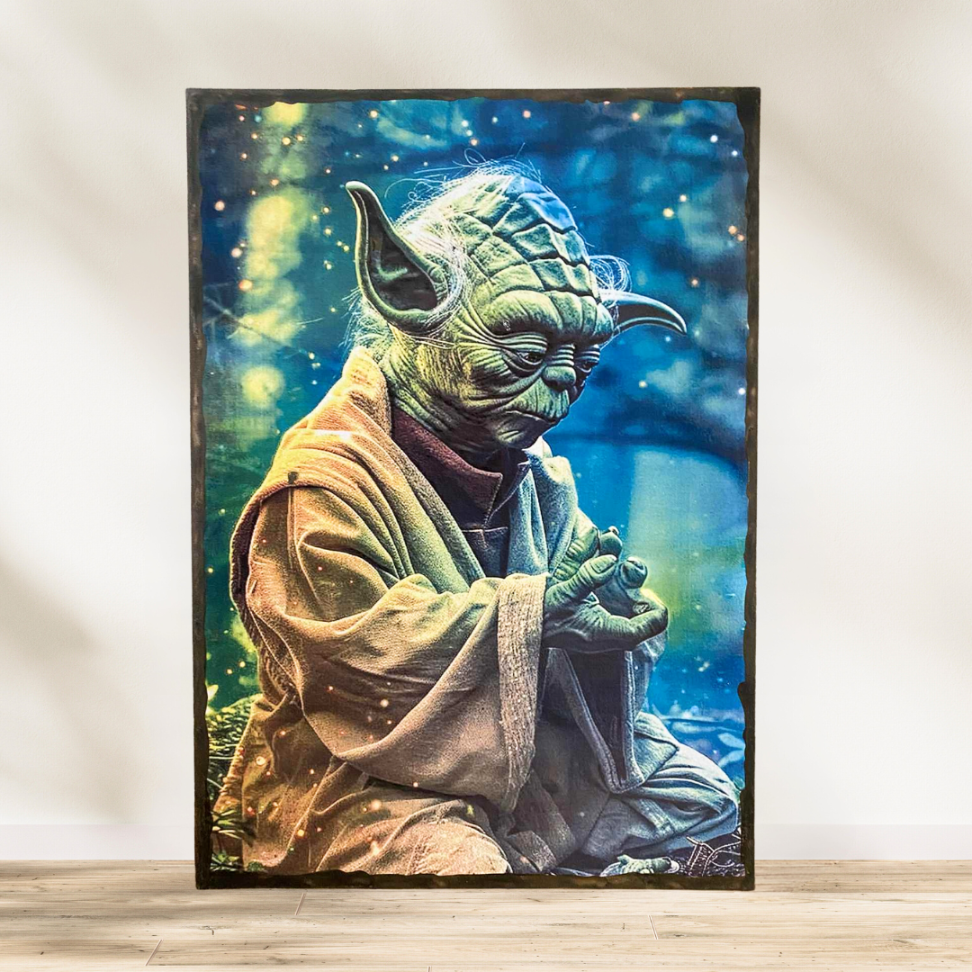 Tableau Star Wars - Maitre Yoda  🧙‍♂️ « La Force en toi est… mais ta déco, améliorer tu dois ! » Avec ce tableau de Yoda, ch