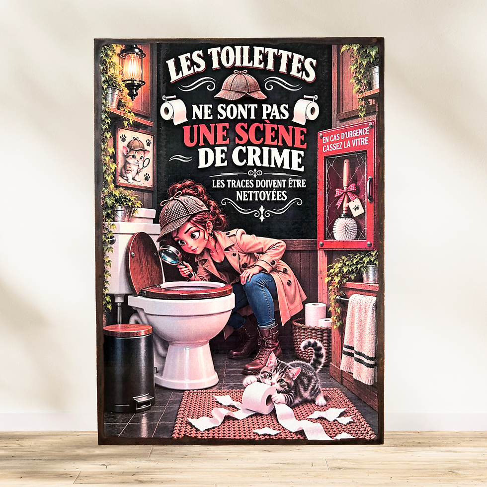 Miniature : Tableau "les toilettes ne sont pas une scène de crime, les traces doivent être nettoyées"  🚽🔎 ALERTE : SCÈNE DE CRIME AUX T