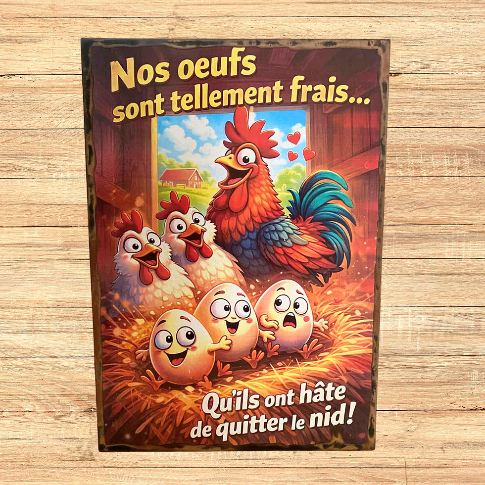 Miniature : Tableau poule humour  🐔🥚 Attention… ça va éclore ! 😂🥚 Avec ce tableau plein d’humour, impossible de ne pas sourire ! Entr