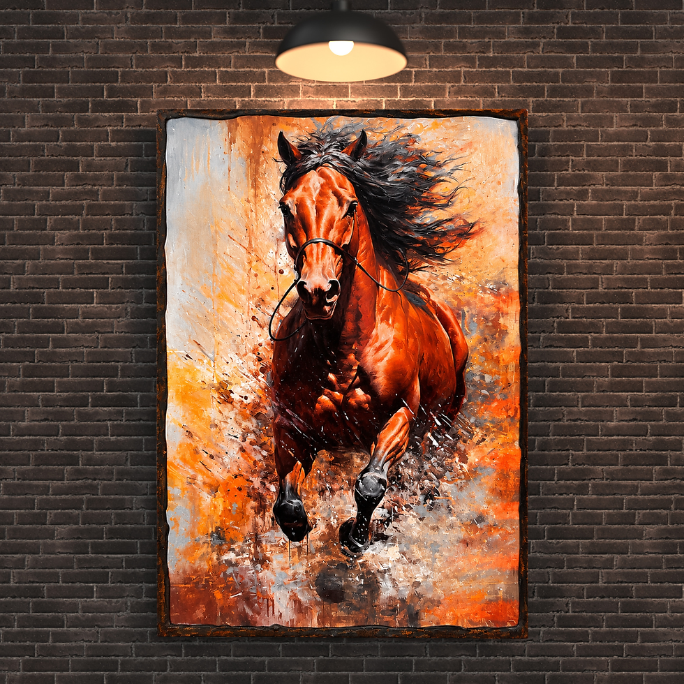 Miniature : Tableau Cheval  🐎🔥 De la puissance, du mouvement et un sacré caractère !  Ce cheval lancé au galop ne passe clairement pas