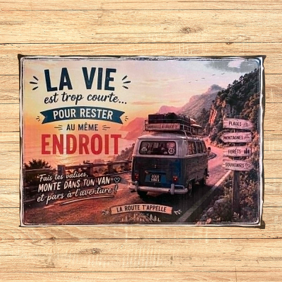 Miniature : Tableau Van "la vie est trop courte pour rester au meme endroit"  🚐🌅 La vie est trop courte pour rester au même endroit !
