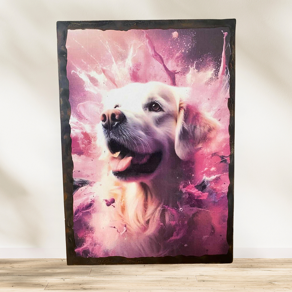 Tableau Golden Retriever  ✨ Un Golden Retriever qui a carrément pris des airs de superstar intergalactique ! 🌌💫 Ce tableau