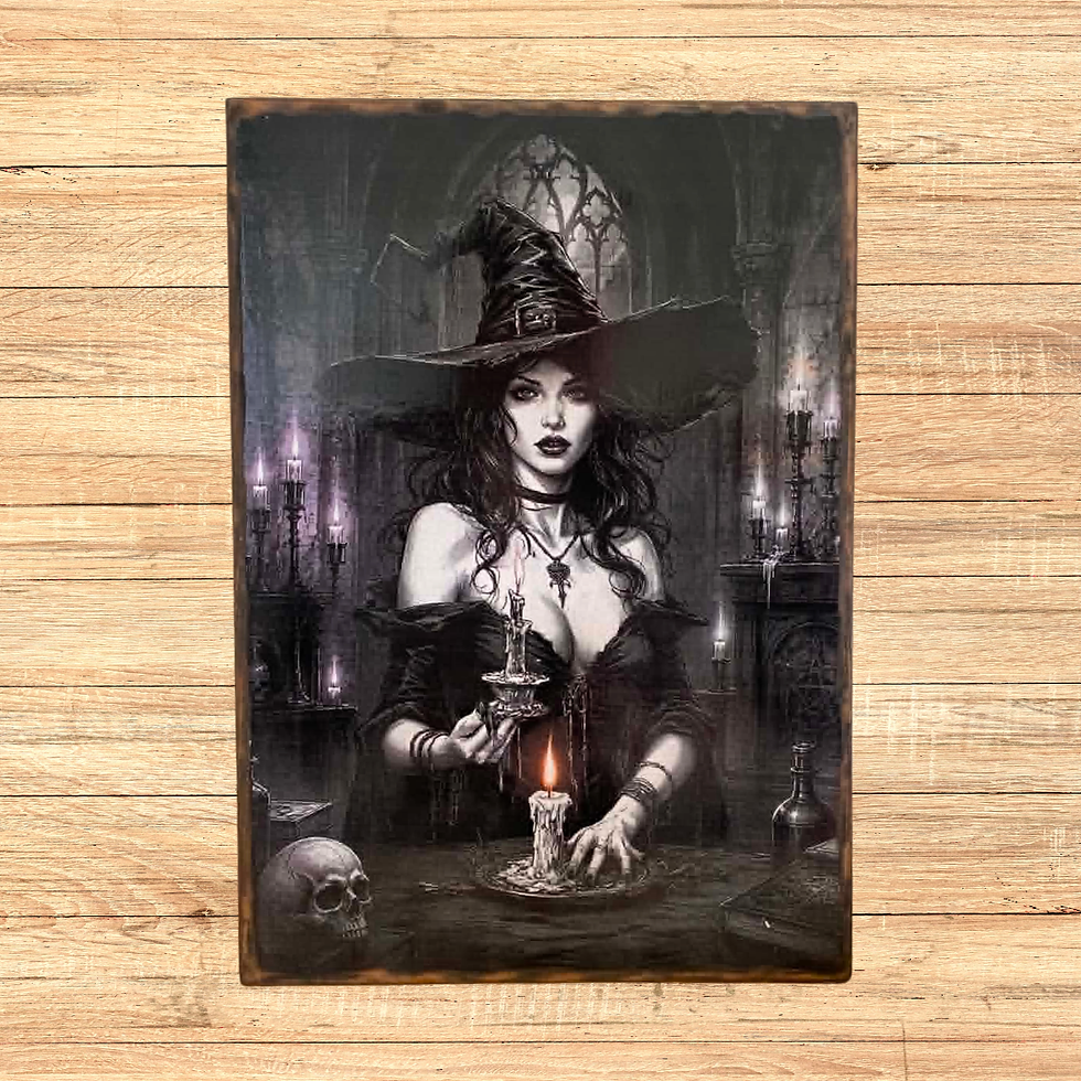 Tableau Sorcière  Envie d’ajouter une touche… ensorcelante à ta déco ? 🕯️✨ Ce tableau façon plaque émaillée te plonge dans u