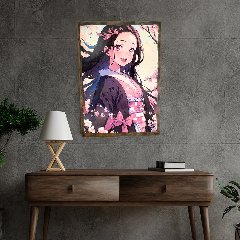 Miniature : 🌸 Nezuko, douceur et puissance en fleurs 🌸  Voici un tableau qui capture toute la magie de Nezuko Kamado : une héroïne à la