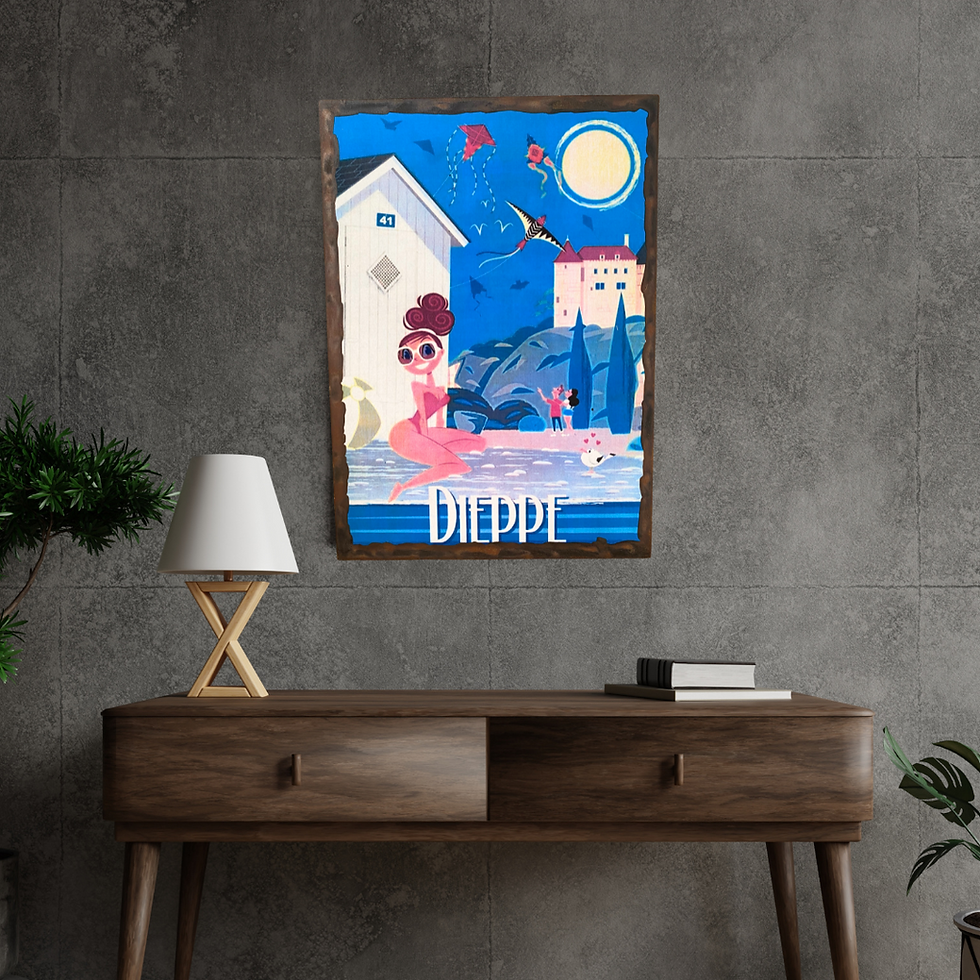 Miniature : ☀️ Cap sur Dieppe ! Ce tableau coloré rend hommage à l’ambiance estivale et joyeuse de la côte normande : cabines de plage, c