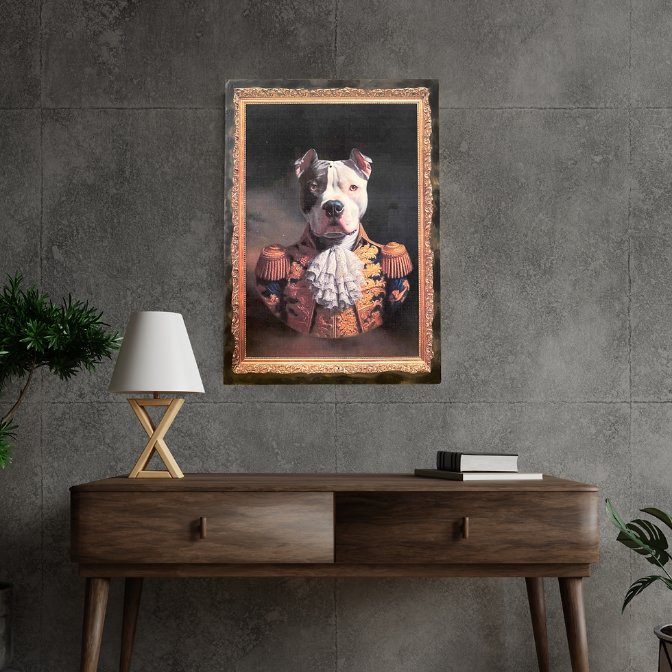 Miniature : Tableau pitbull  🎖️🐶 “Général Patoune, au rapport !”  Voici Son Altesse le Pitbull de la cour royale  prêt à conquérir le m