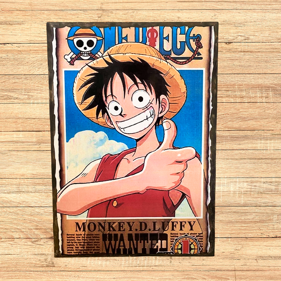 Miniature : Tableau One piece - Luffy  🏴‍☠️ Avis de recherche : Luffy s'invite dans votre déco ! 🏴‍☠️  Son sourire légendaire, le pouce