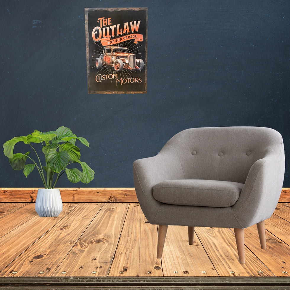 Miniature : 🔥 Esprit outlaw, moteur rugissant ! 🔥 Ce tableau rend hommage aux Hot Rods légendaires et à l’univers des garages custom.