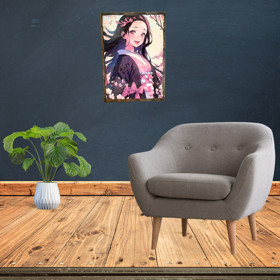 Miniature : 🌸 Nezuko, douceur et puissance en fleurs 🌸  Voici un tableau qui capture toute la magie de Nezuko Kamado : une héroïne à la