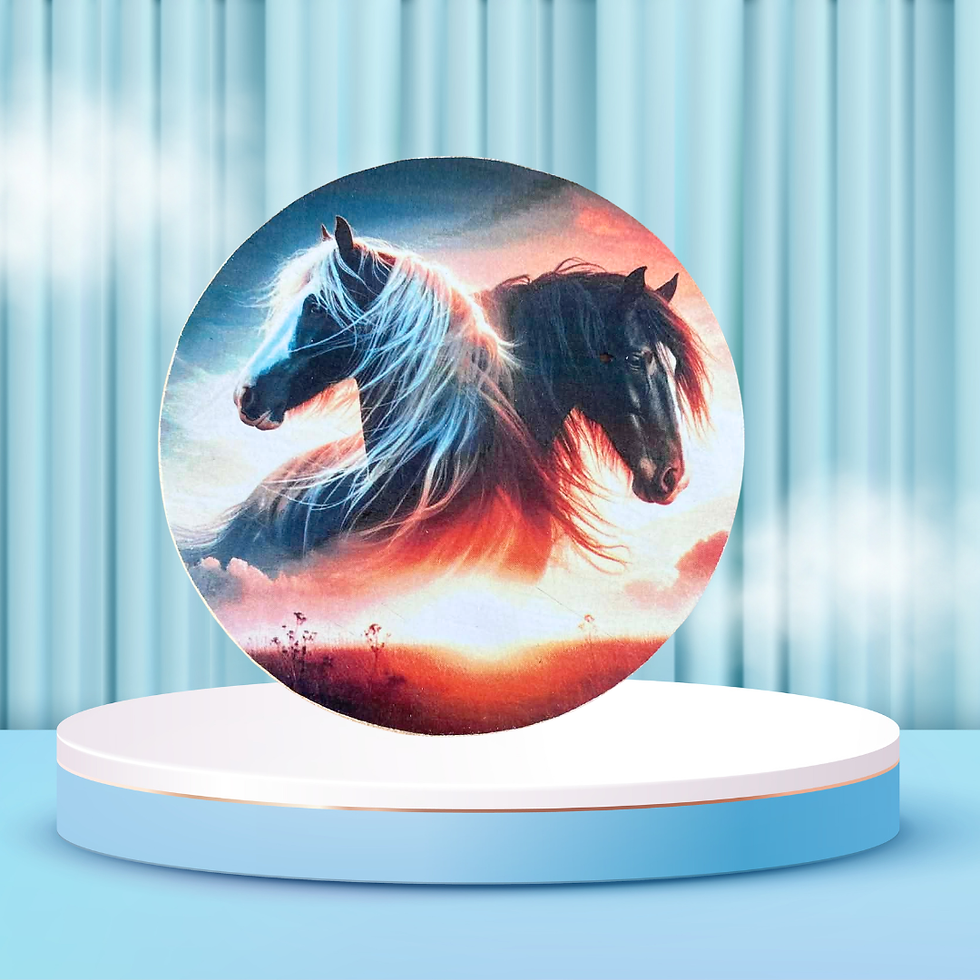 Dessous verre Chevaux   🐎✨ Entre ombre et lumière… ✨🐎  Ce dessous de verre capture toute la beauté et la puissance des chev