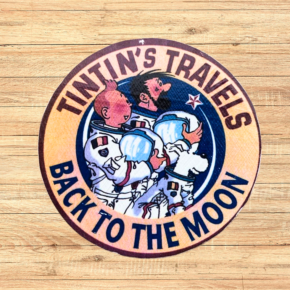 Miniature : 🌕 Objectif Lune... version apéro ! 🌕  Avec ce dessous de verre, Tintin, le Capitaine Haddock et Milou repartent direct dans