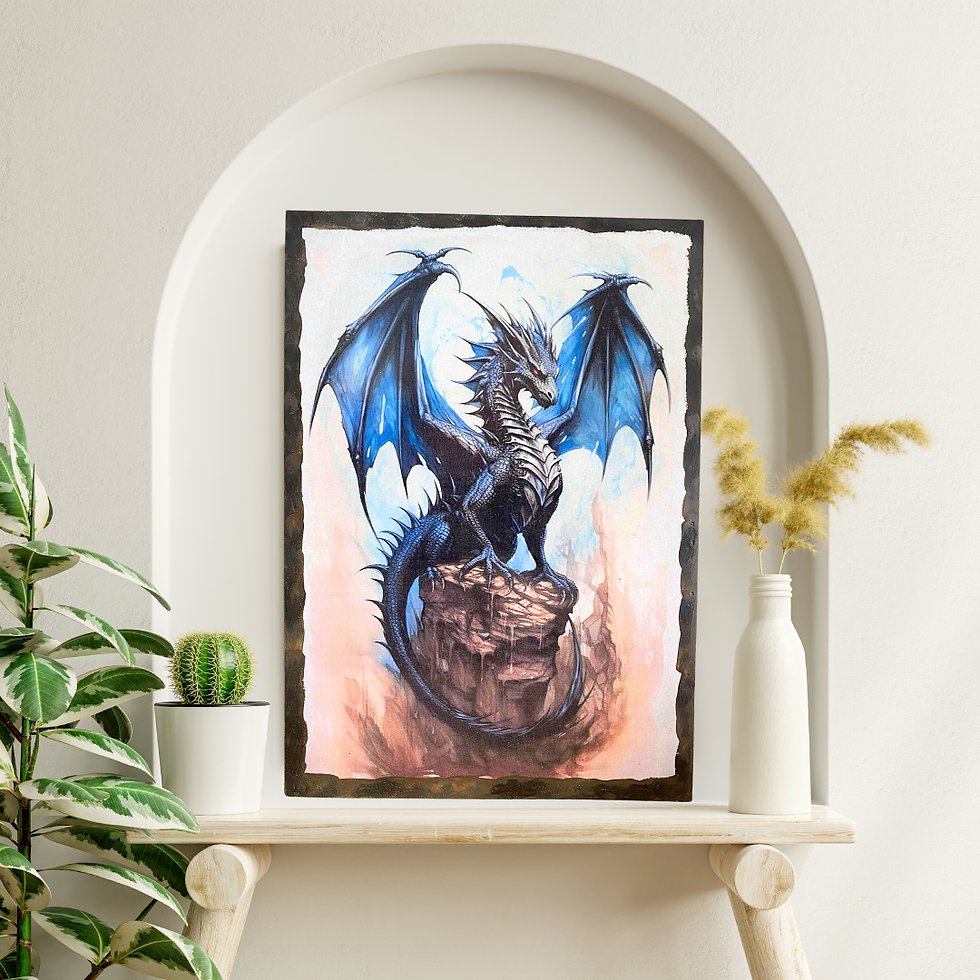 Miniature : Tableau Dragon   Il ne crache pas le feu… il impose le silence. Perché entre ciel et abîme, ce dragon veille comme un ancien