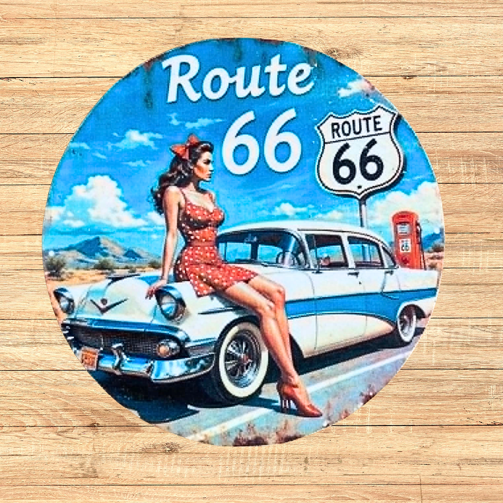 Miniature : Dessous verre Pin up et route 66  🛣️ Prenez la route de la légende ! 🛣️🇺🇸  Envie d'une touche d'Amérique à votre table ?