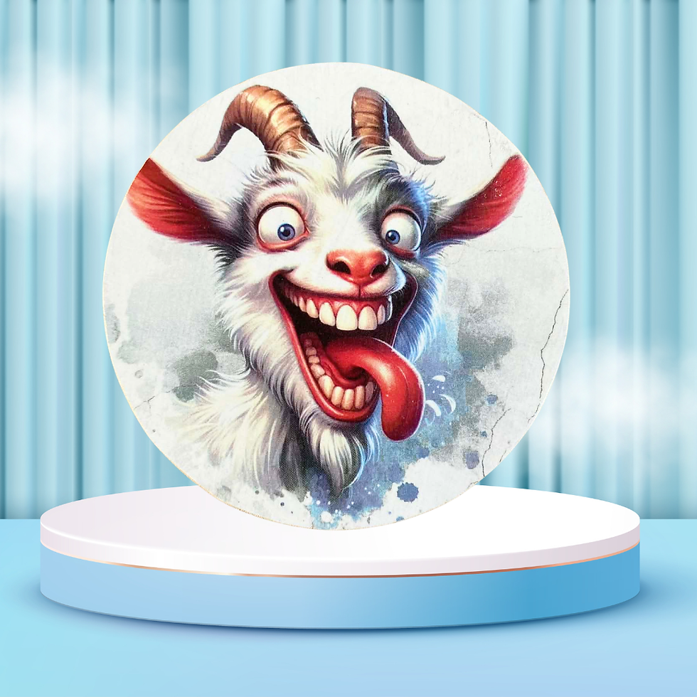 Miniature : Dessous verre Chèvre disjonctée  Attention… chèvre disjonctée en service ⚡🐐  Ce dessous de verre ne protège pas ta table… il