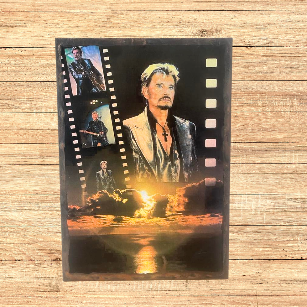 Miniature : Tableau Johnny Hallyday  🌅 Un coucher de soleil pour une légende… Ce tableau rend hommage à l'icône du rock, Johnny , à sa v