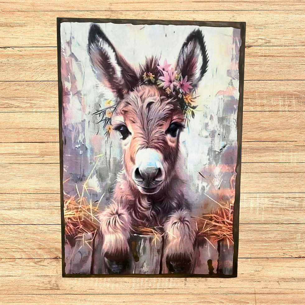 Miniature : Tableau Ane  🌸🫏 Un charme champêtre plein de douceur !  Craquez pour ce magnifique tableau représentant un adorable petit â
