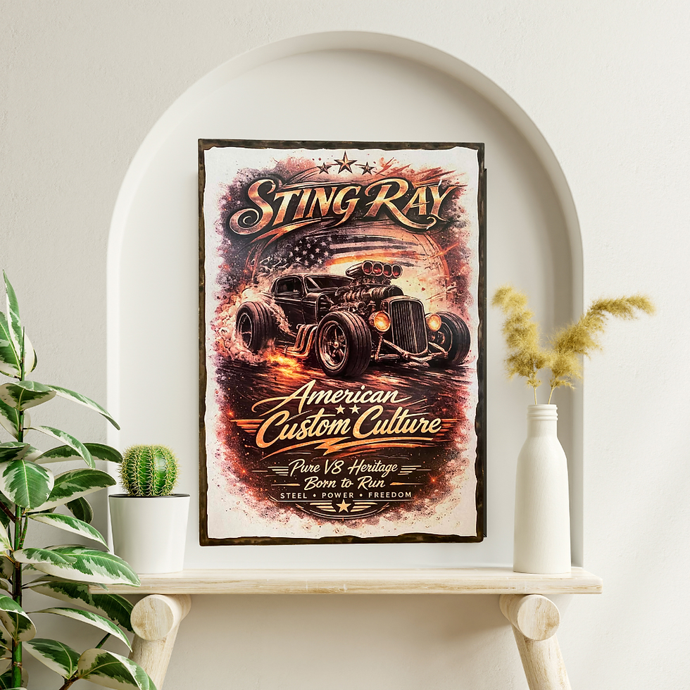 Miniature : Tableau   Hot Rod    🔥 Quand le V8 rugit, les murs aussi prennent du caractère.  Ce tableau “StingRay” respire la culture cu