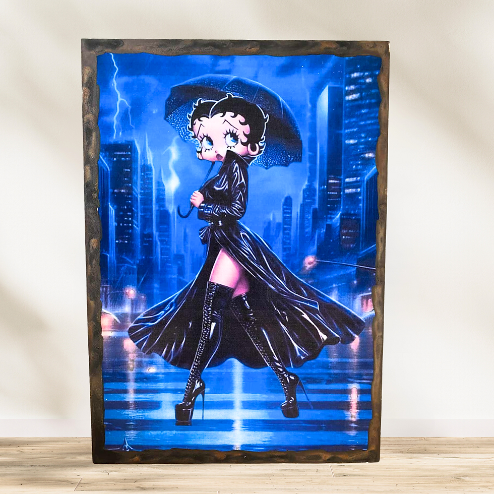 Tableau Betty Boop đâĄïž Quand Betty Boop joue les hĂ©roĂŻnes de film noir futuriste, ça donne ça ! Un mĂ©lange de glamour, dâau