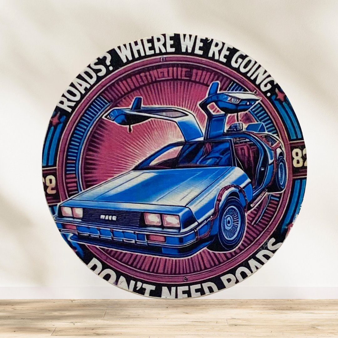 Dessous verre DeLorean  ⚡🚗 Direction… le futur ! 🚗⚡ Quand les routes ne suffisent plus… on prend la DeLorean !  Ce dessous
