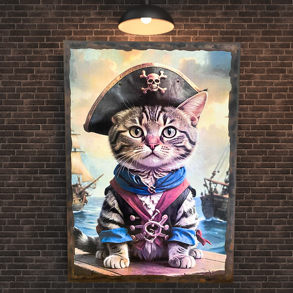Miniature : Tableau Chat pirate  🐾⚓️ Quand on vous dit que les pirates ont disparu… c’est faux ! Ils ont juste changé de poils 🐱💀 Voic