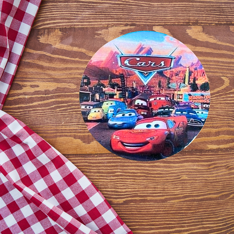 Miniature : Dessous verre  Cars  🚗⚡ Prêts à démarrer l'aventure ? 🌟  Les héros de Cars débarquent sur un dessous de verre en bois qui f