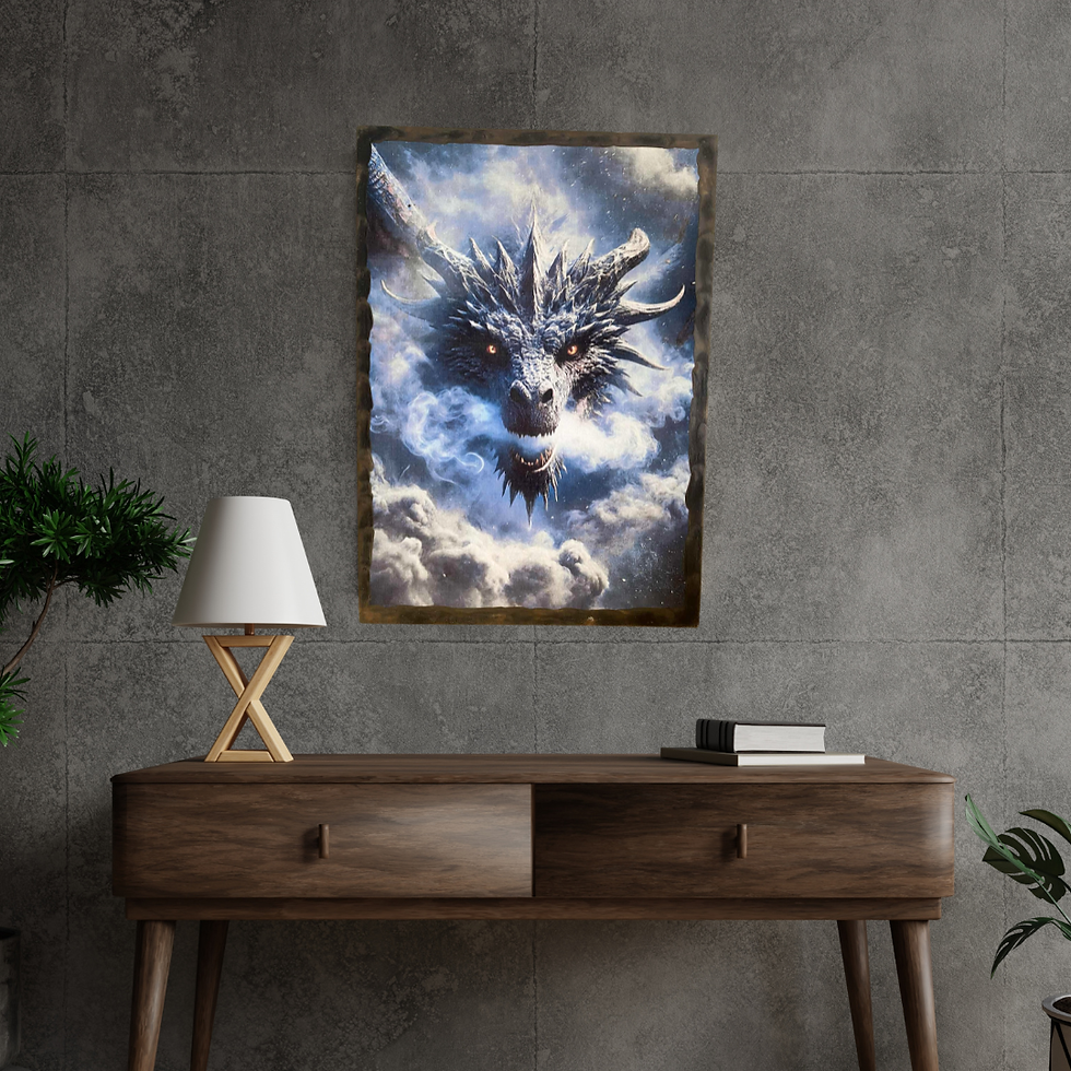 Miniature : Tableau Dragon   🔥🌩️ Quand les cieux grondent, le dragon répond. Entre fumée, éclairs et regard incandescent, ce tableau ca