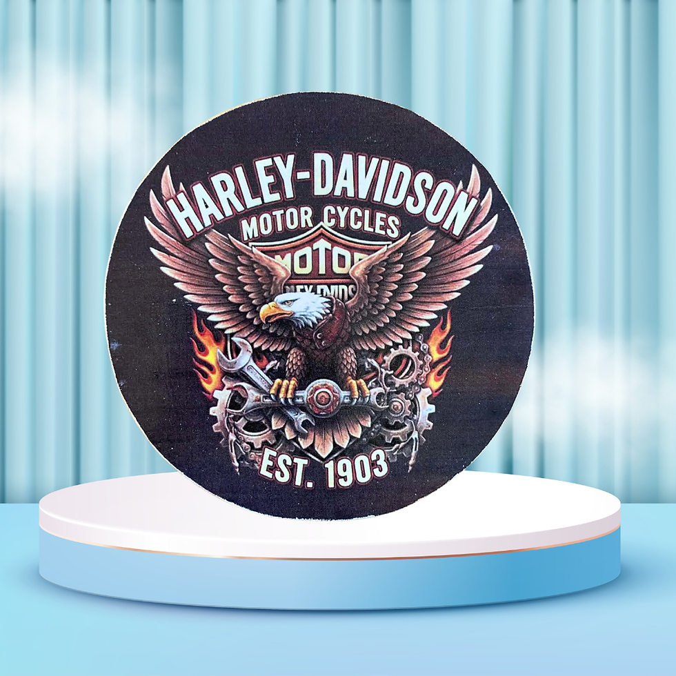 Miniature : Dessous verre Harley davidson  🔥 L’esprit biker débarque sur votre table ! 🔥  Ce dessous de verre en bois fait main est le
