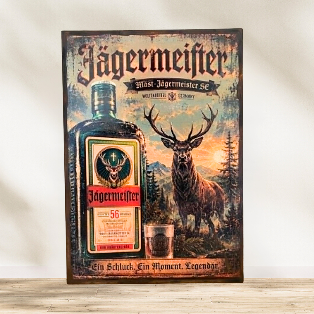 Tableau Jägermeister 🦌🍃 Une légende ne se boit pas seulement... elle s'affiche aussi ! 🍃🦌 🦌 "Inspiré de l'univers embl