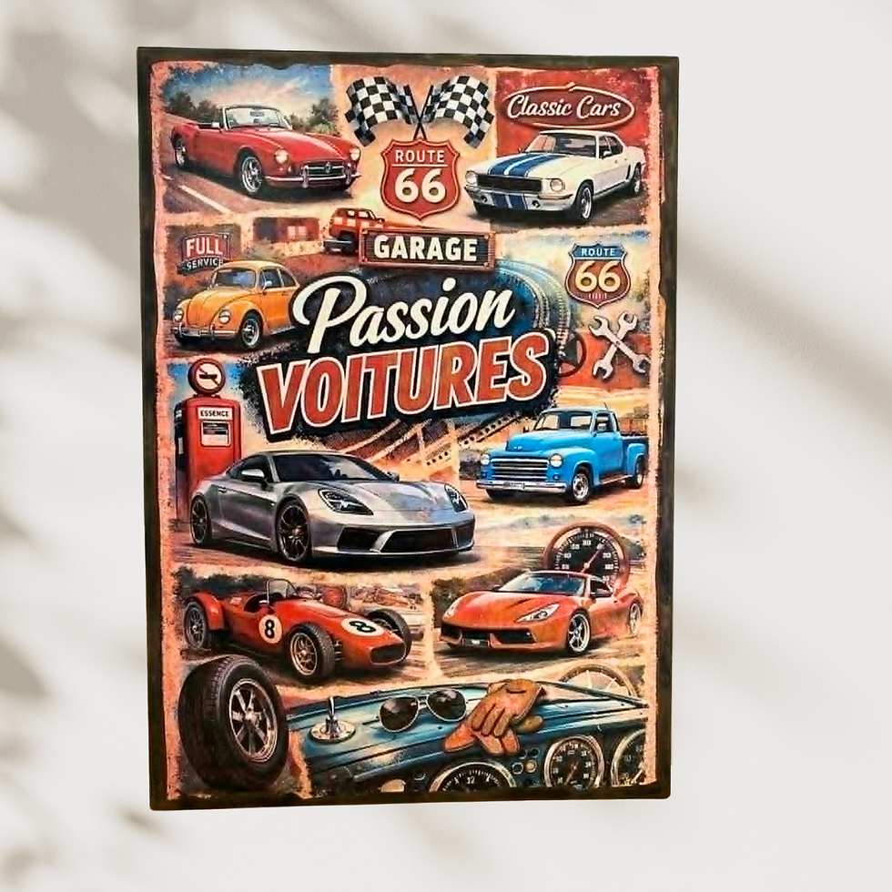 Miniature : Tableau Passion voitures  🚗💨 Attention… risque de coup de cœur mécanique !  Ce tableau sent bon l’essence, la liberté et le