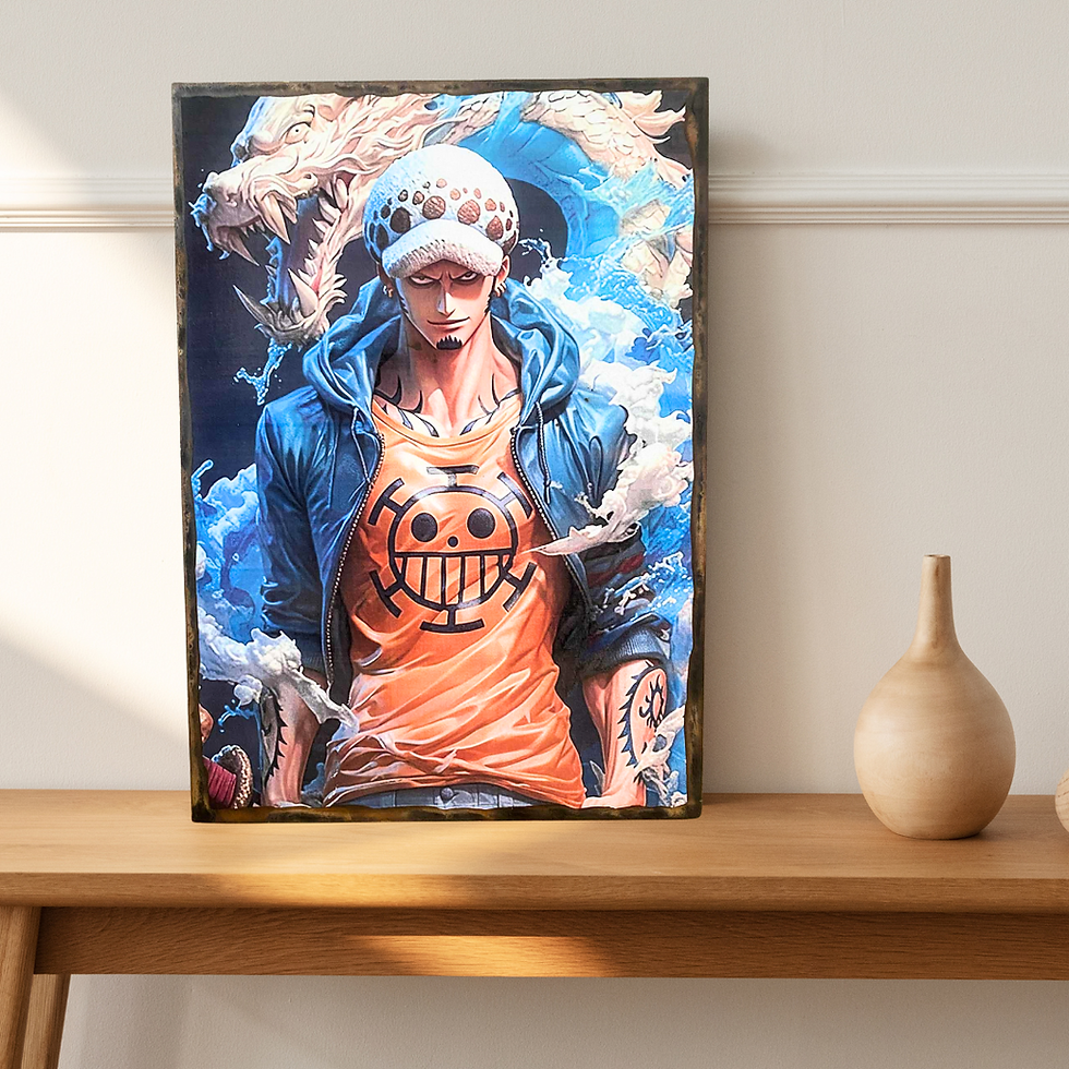 Miniature : Tableau One piece - Trafalgar   🖤⚔️ ROOM. Silence… Law est là. Charisme froid, regard tranchant, aura de stratège. Trafalgar