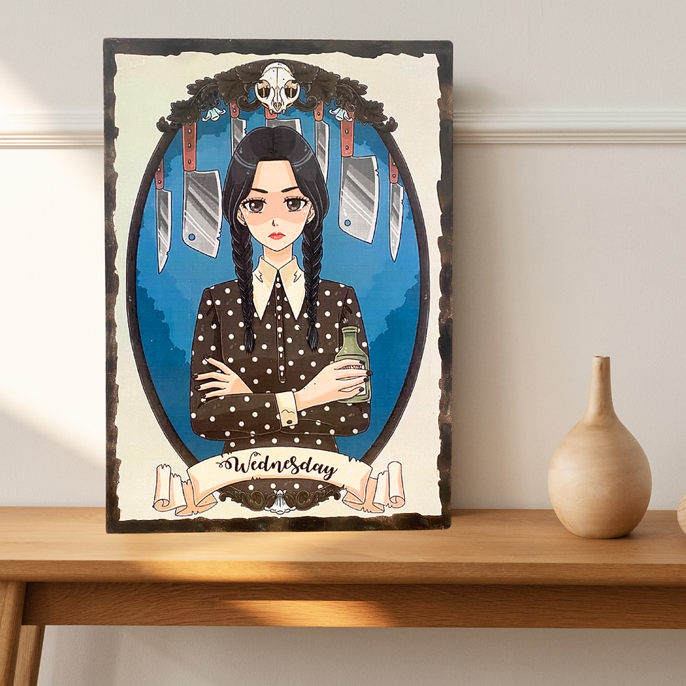 Miniature : Tableau Mercredi Addams  🖤✨ Un tableau au charme sombre et captivant ! ✨🖤  Plongez dans l’univers gothique de Wednesday ave