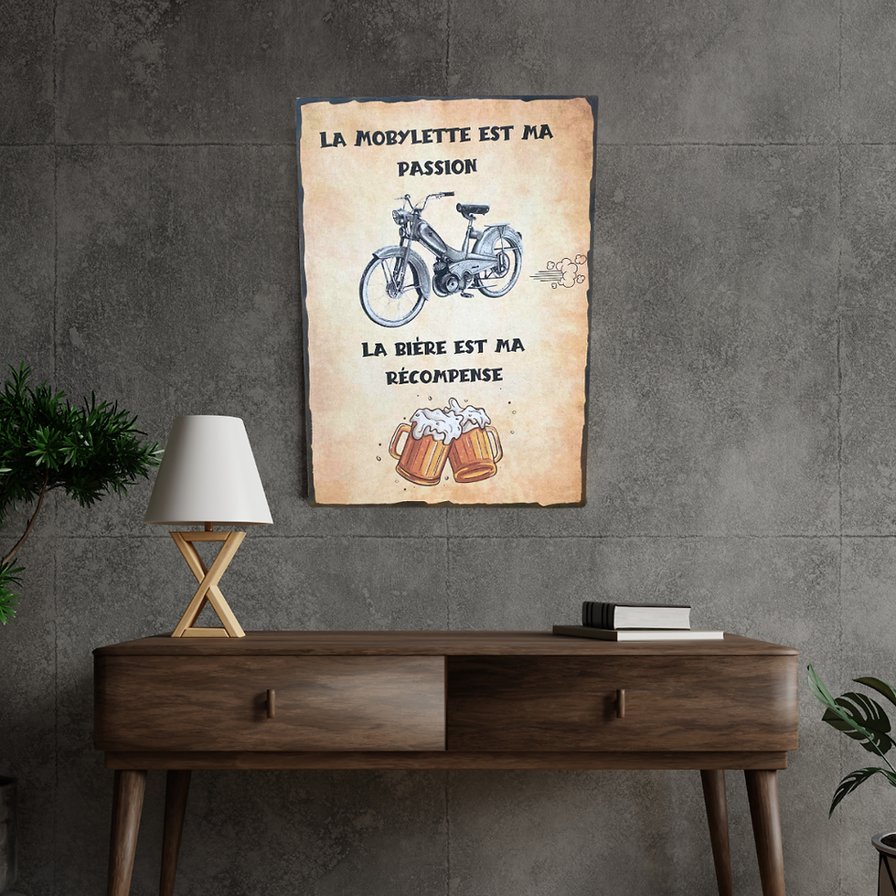 Miniature : Tableau la mobylette est ma passion , la bière est ma récompense  🚲💨 La mobylette, c’est plus qu’un deux-roues… c’est une p